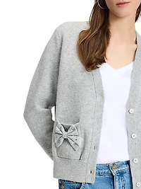 Mainline Embellished Bow V-Neck Cardigan