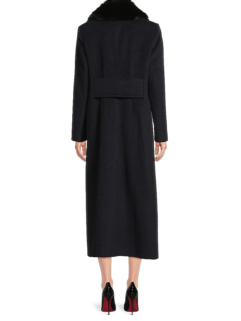Faux Fur Collar Wool-Blend Coat