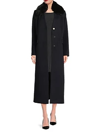 Faux Fur Collar Wool-Blend Coat