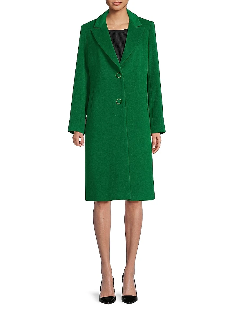 Wool-Blend Single-Breasted Coat
