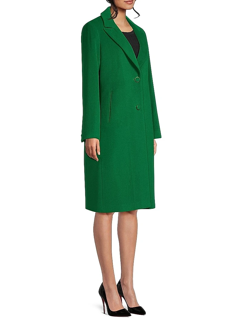 Wool-Blend Single-Breasted Coat