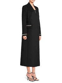 Embellished Trim Long Coat