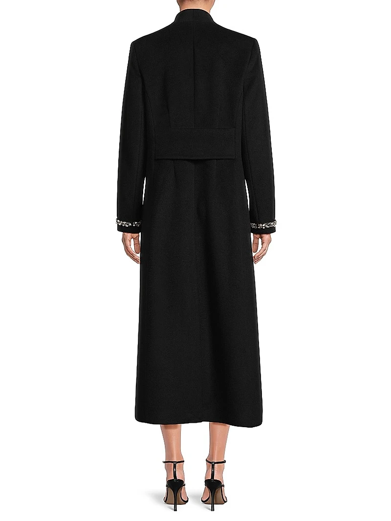 Embellished Trim Long Coat