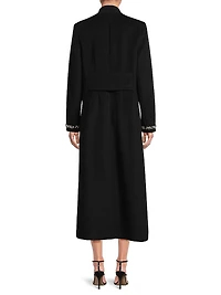 Embellished Trim Long Coat