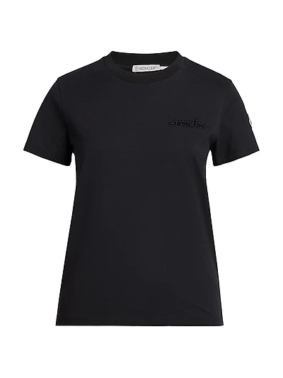 Cotton Beaded Logo T-Shirt