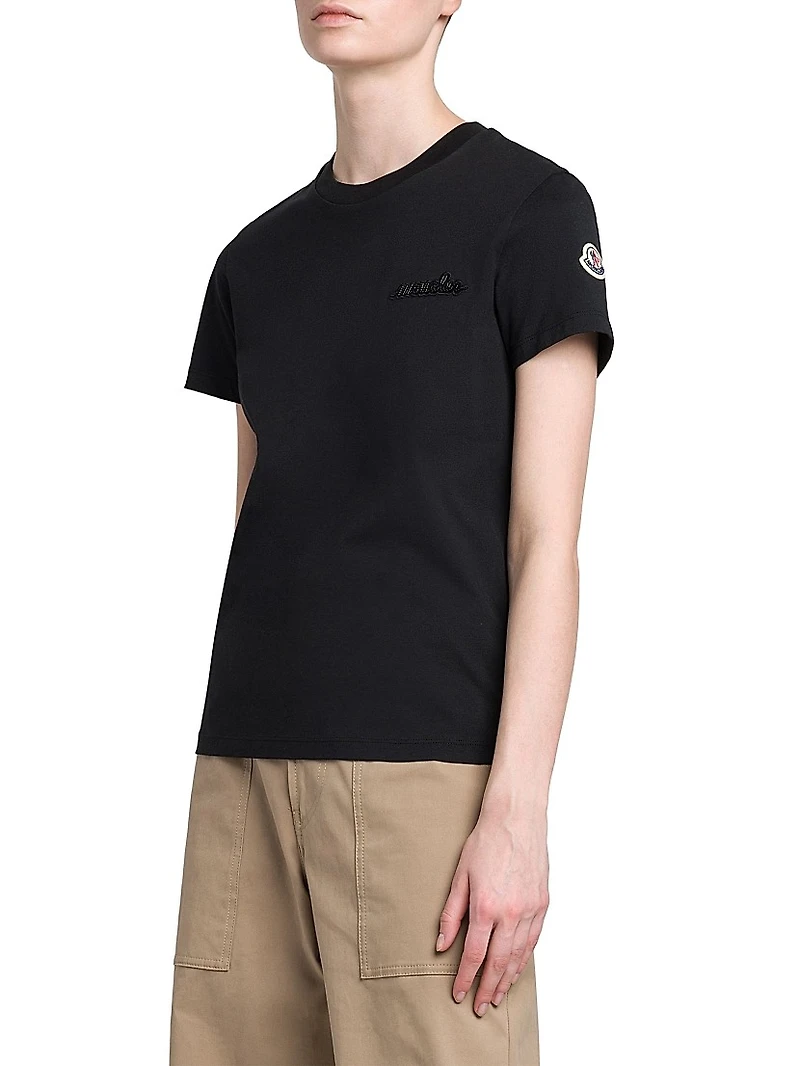 Cotton Beaded Logo T-Shirt