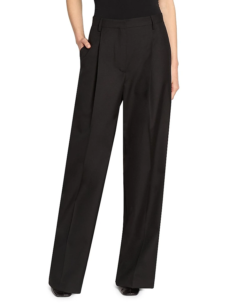 Portia Pleated Wool Pants