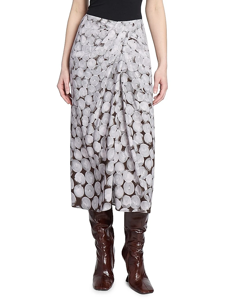 Sampa Draped Printed Midi-Skirt
