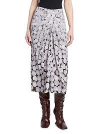 Sampa Draped Printed Midi-Skirt