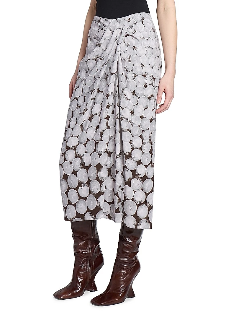 Sampa Draped Printed Midi-Skirt
