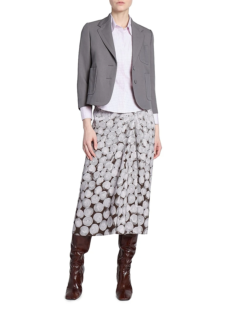 Sampa Draped Printed Midi-Skirt