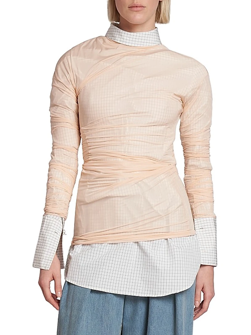 Hoan Ruched Mesh Top