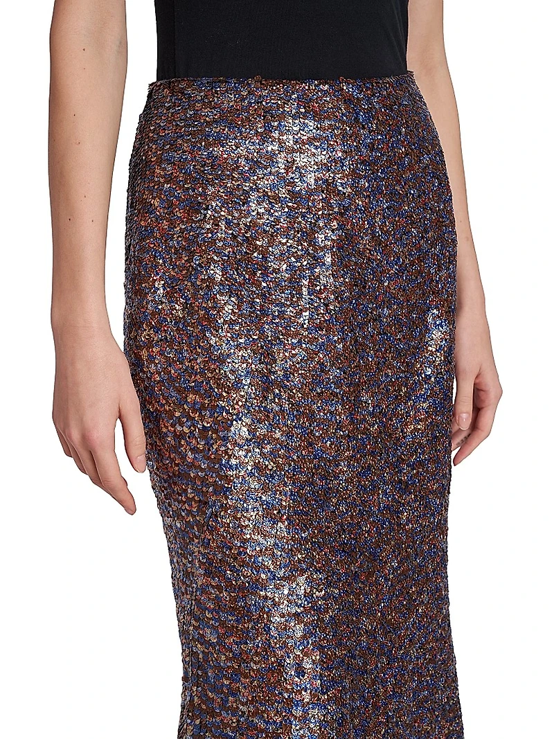 Sibyl Sequined Wool-Blend Midi-Skirt