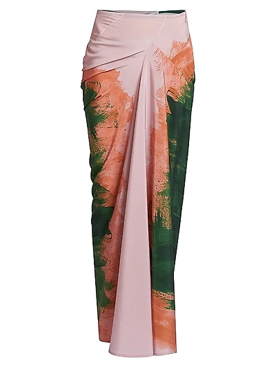 Saren Silk Brushstroke Maxi Skirt