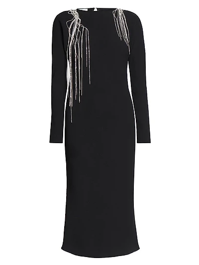 Davion Rhinestone Crepe Dress