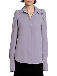 Celindra Crepe Puff-Sleeve Shirt