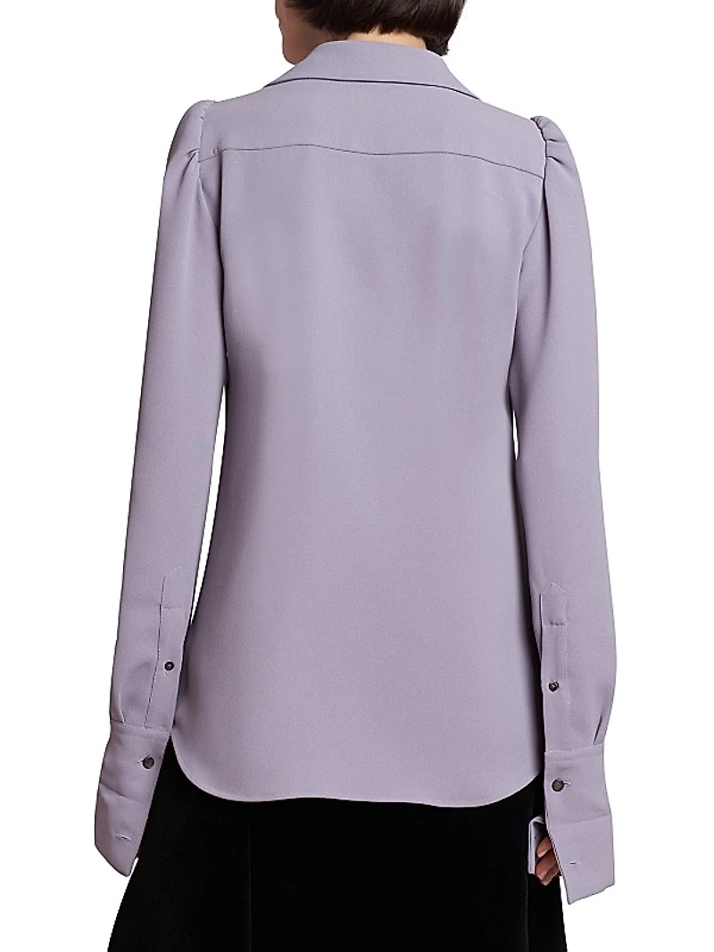 Celindra Crepe Puff-Sleeve Shirt