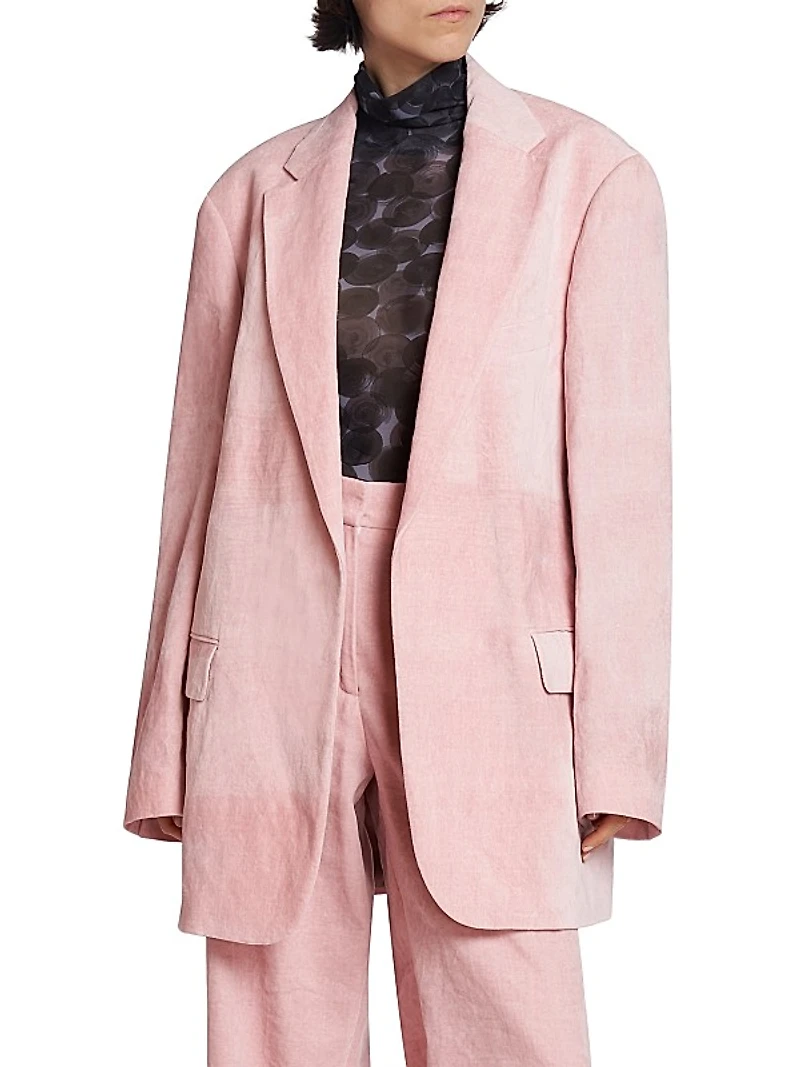 Blur Washed Cotton-Blend Long Jacket