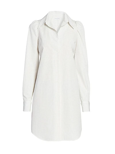 Delindra Poplin Grid Shirtdress