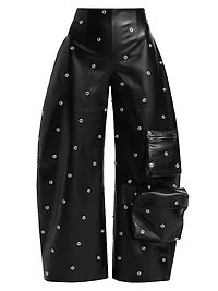 Faux Leather Snap Studded Trousers