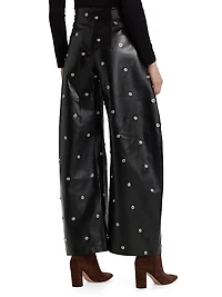 Faux Leather Snap Studded Trousers