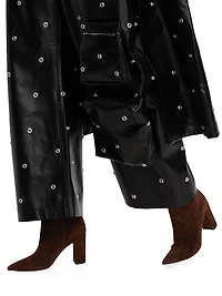 Faux Leather Snap Studded Trousers