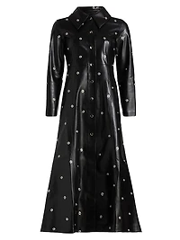 Snap Studded Faux Leather Coat