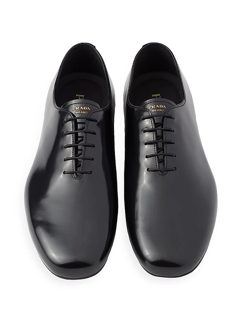 Brushed Leather Lace-Up Shoes