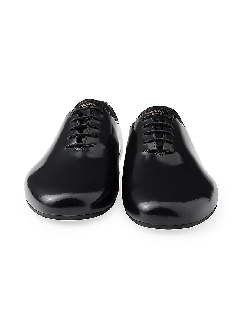 Brushed Leather Lace-Up Shoes
