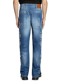Embroidered Embellished Baggy Jeans