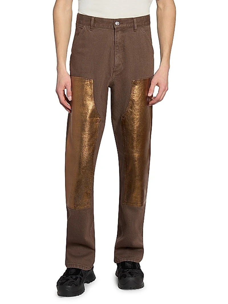 Double-Knee Cotton Denim Pants