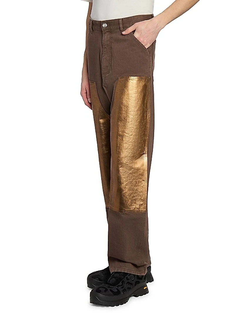 Double-Knee Cotton Denim Pants