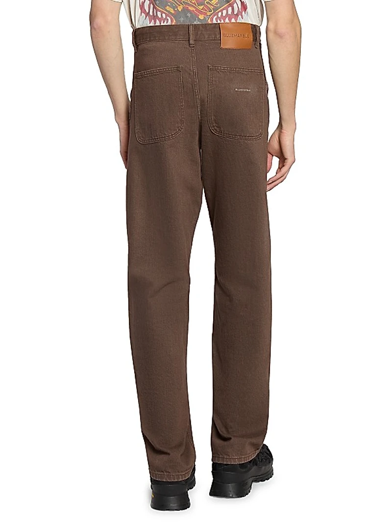 Double-Knee Cotton Denim Pants