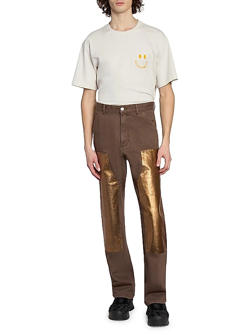 Double-Knee Cotton Denim Pants