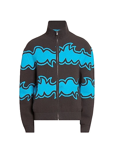 Jacquard-Knit Zip-Front Jacket