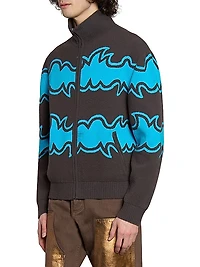 Jacquard-Knit Zip-Front Jacket