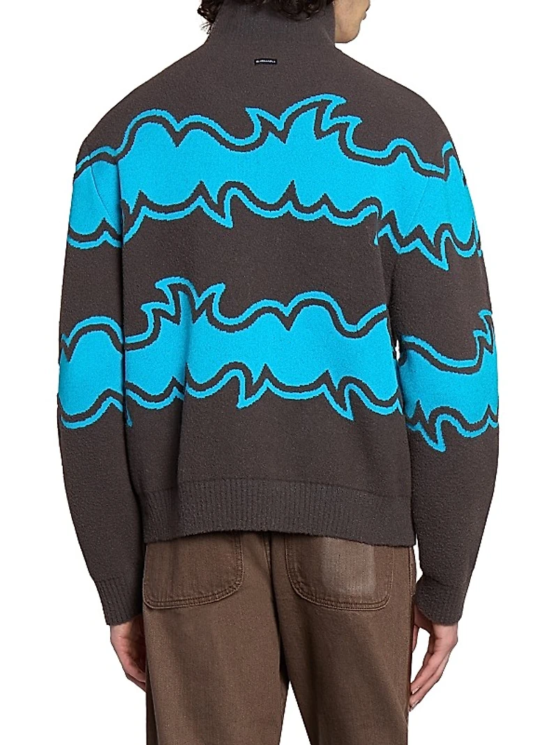 Jacquard-Knit Zip-Front Jacket