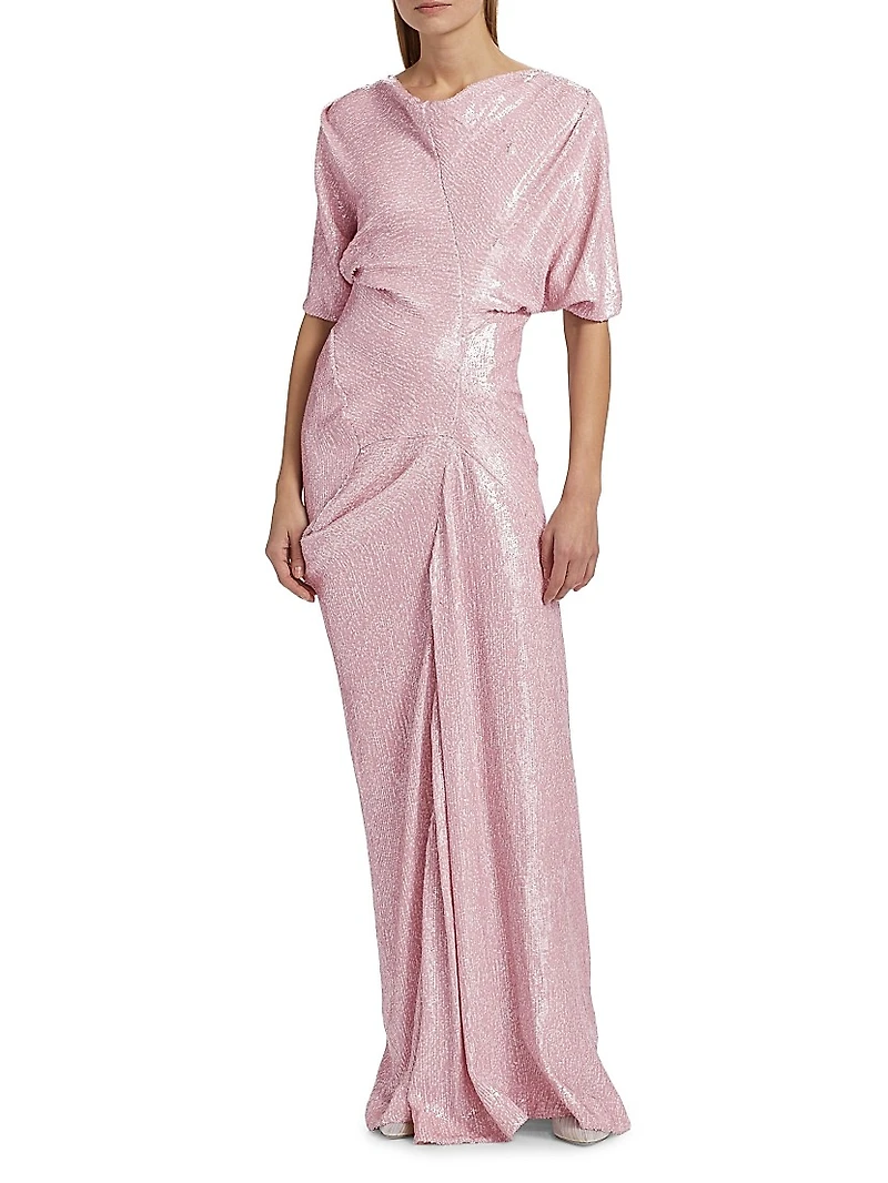 Dare Sequin Draped Gown