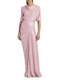 Dare Sequin Draped Gown