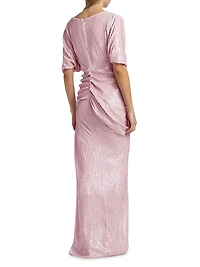 Dare Sequin Draped Gown