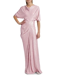 Dare Sequin Draped Gown