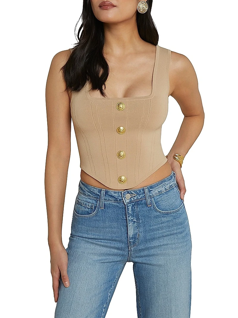 Saga Compact-Knit Corset Top