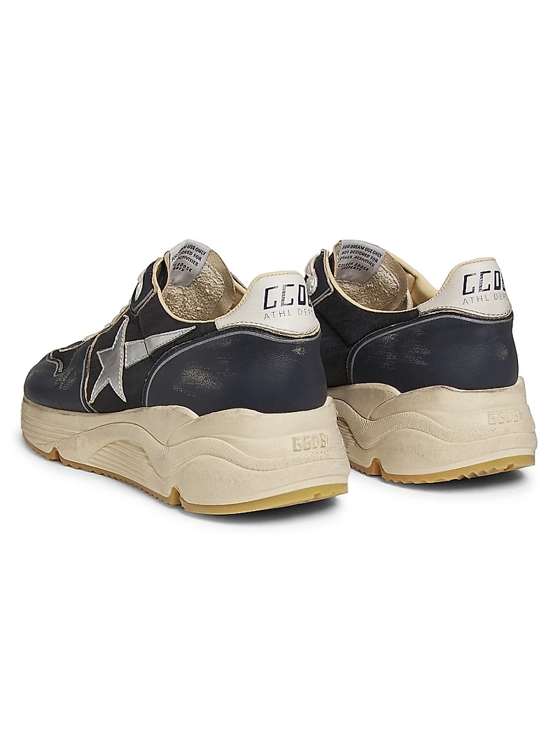 Running Sole Leather-Trimmed Sneakers
