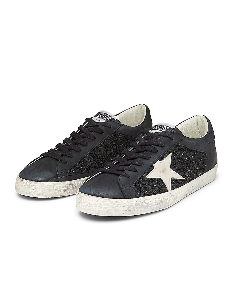 Super Star Crystal-Embellished Leather Sneakers