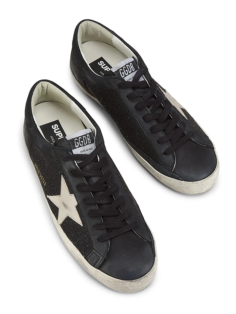 Super Star Crystal-Embellished Leather Sneakers