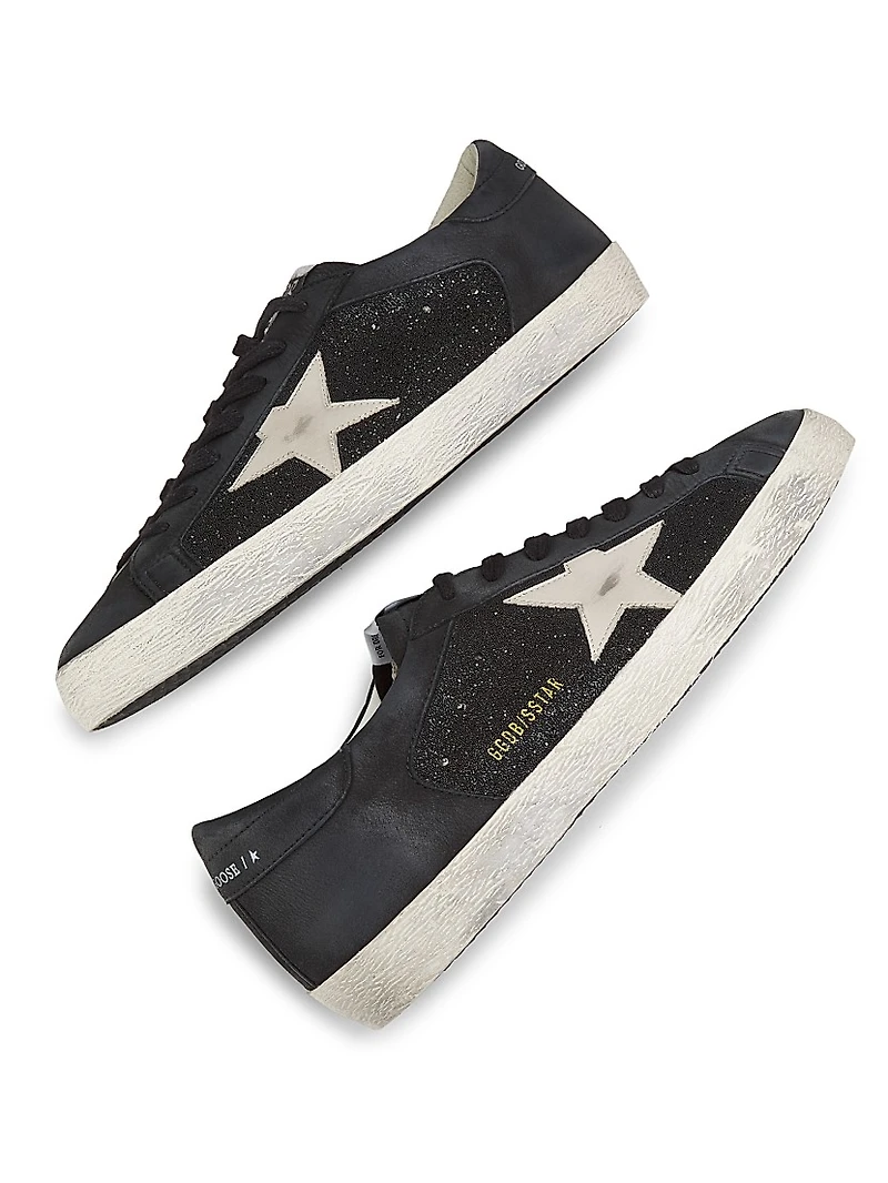 Super Star Crystal-Embellished Leather Sneakers