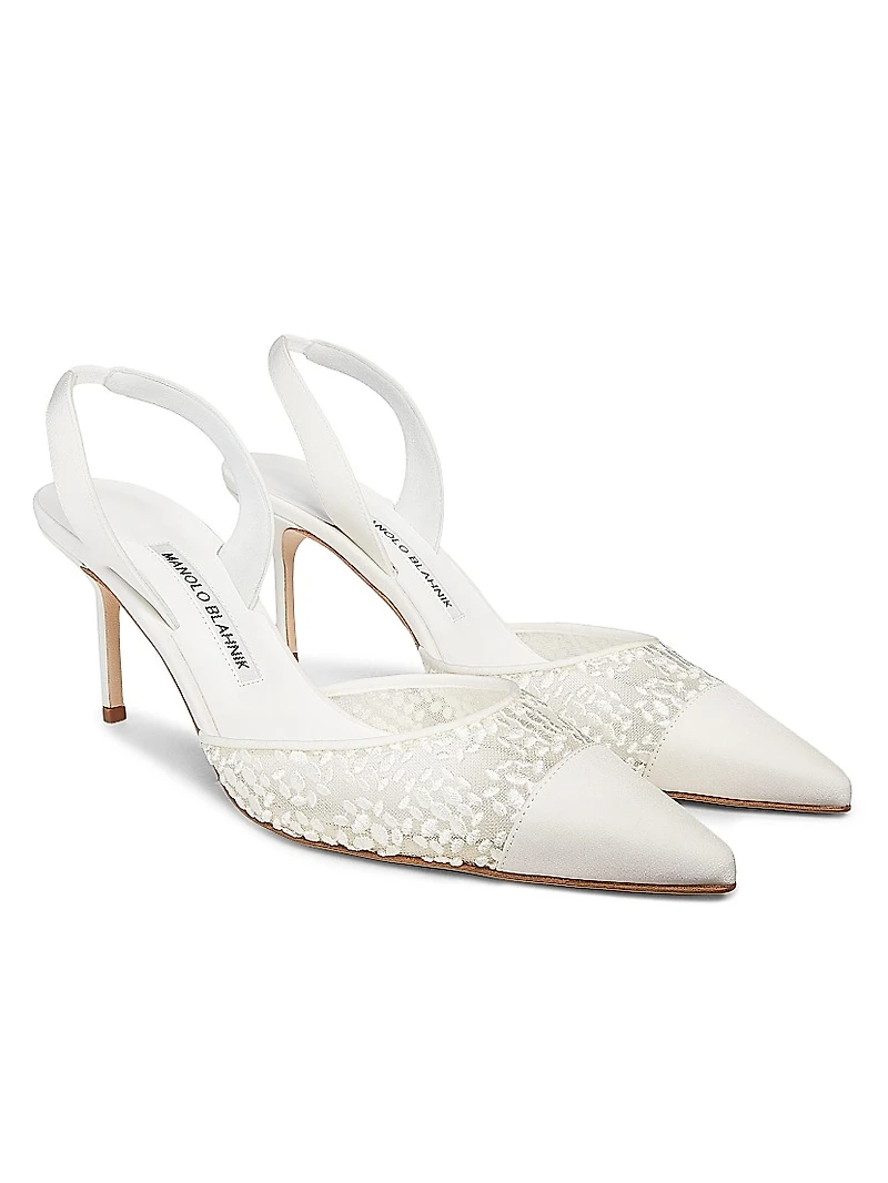 Capsli 70MM Leather Slingback Pumps