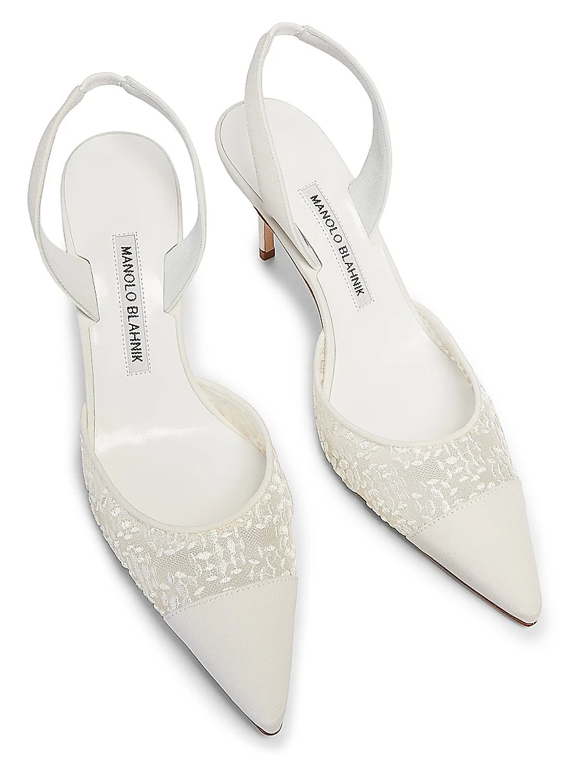 Capsli 70MM Leather Slingback Pumps