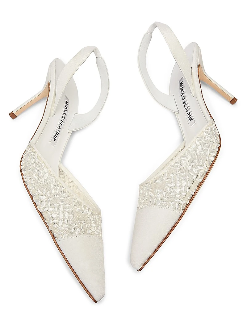 Capsli 70MM Leather Slingback Pumps