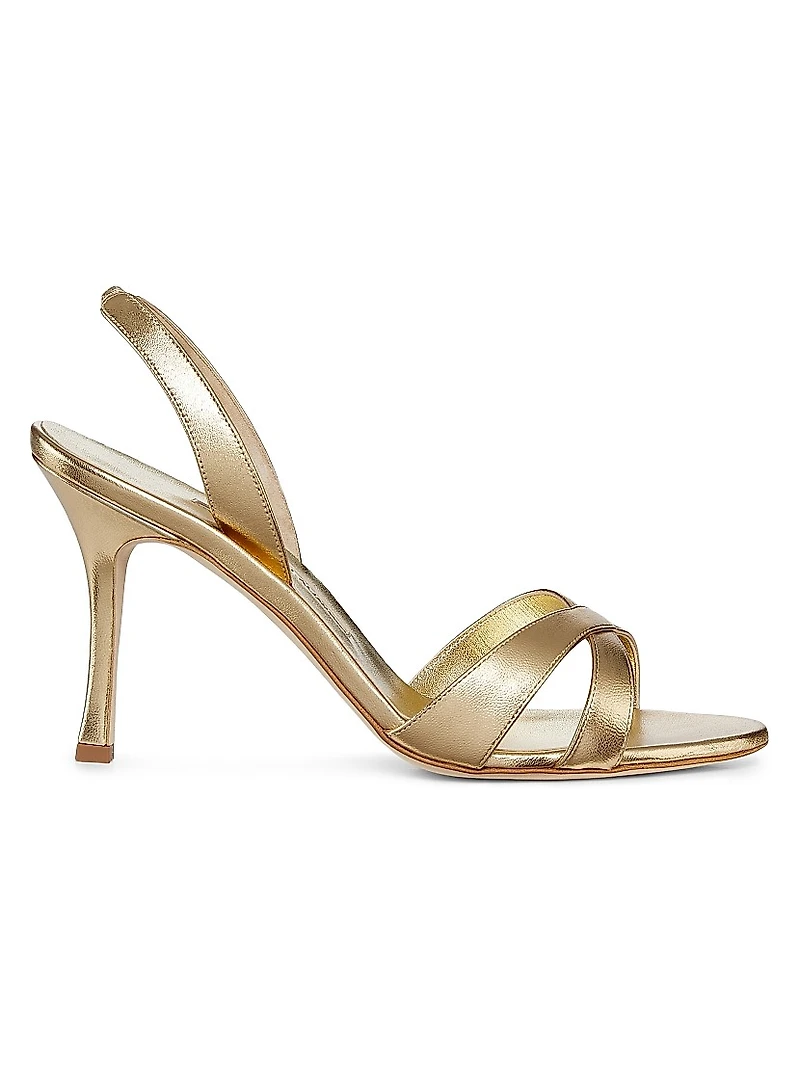 Callasli 90MM Metallic Leather Slingback Sandals